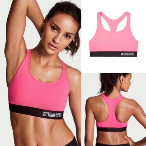 Victoria’s Secret The Player Racerback Sports Bra Tropical Pink Small NEW - Picture 1 of 4